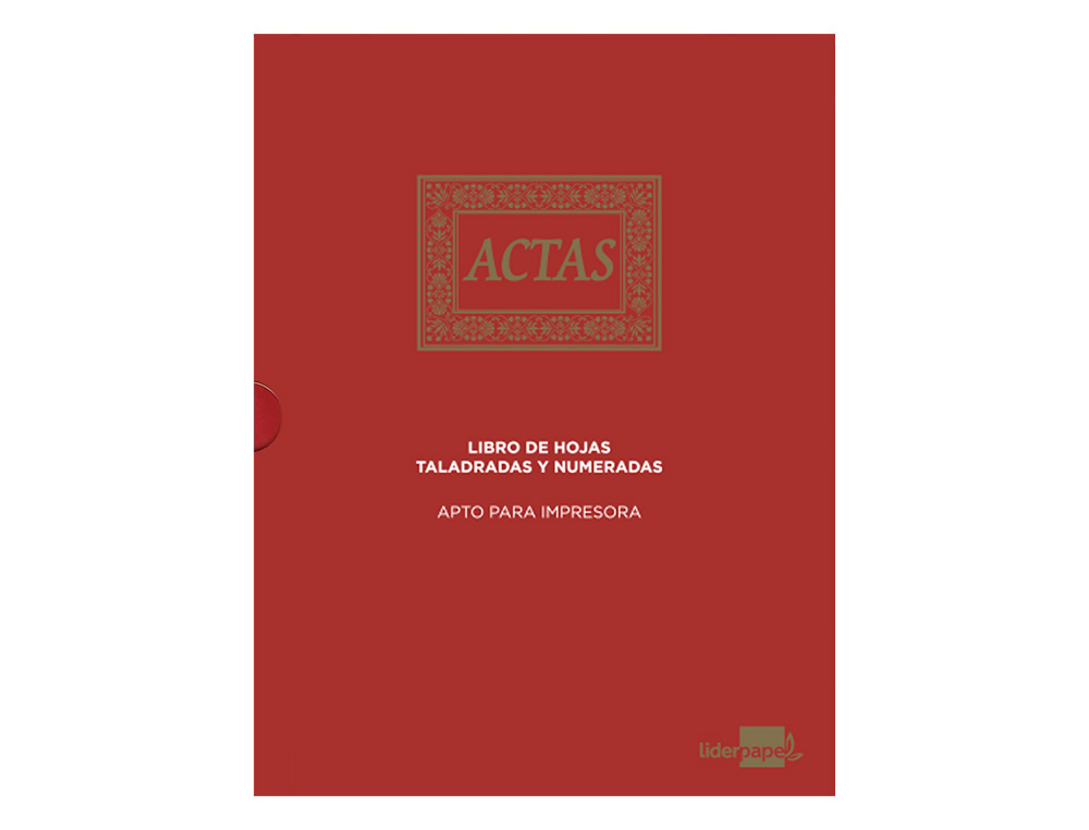 LIBRO LIDERPAPEL DIN A4 ACTAS 30 ANILLAS CON 100 HOJAS MOVIBLES TALADRADAS Y NUMERADAS COLOR BURDEOS