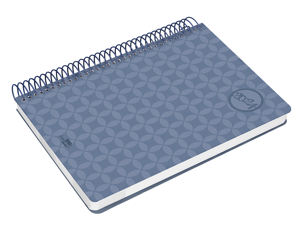 AGENDA ESPIRAL LIDERPAPEL CLASSIC A5 2024 SEMANA VISTA PORTADA POLIPROPILENO PAPEL 70 GR COLOR AZUL