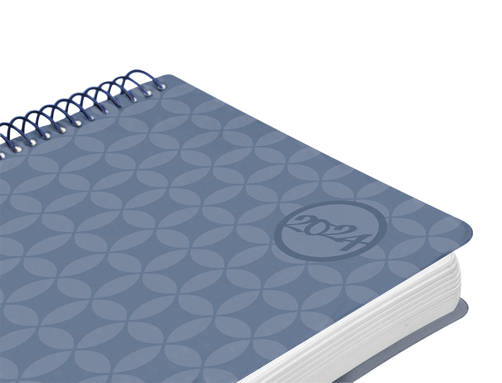 AGENDA ESPIRAL LIDERPAPEL CLASSIC A5 2024 SEMANA VISTA PORTADA POLIPROPILENO PAPEL 70 GR COLOR AZUL