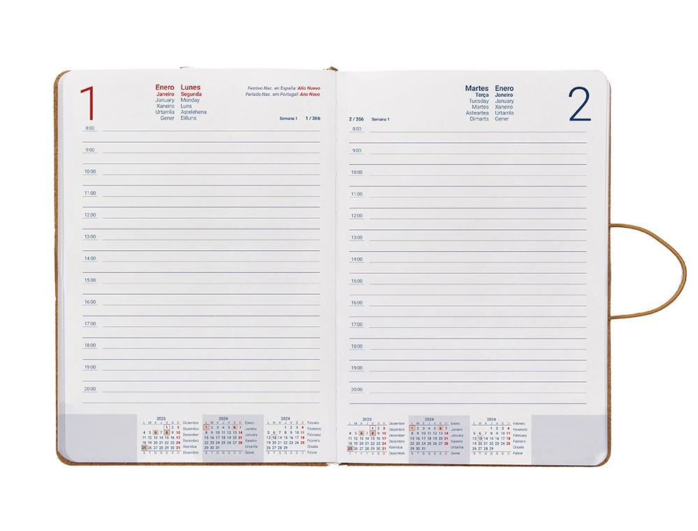 AGENDA ENCUADERNADA MILOS LIDERPAPEL A5 2024 DIA PAGINA COLOR LISO PAPEL 70 GR