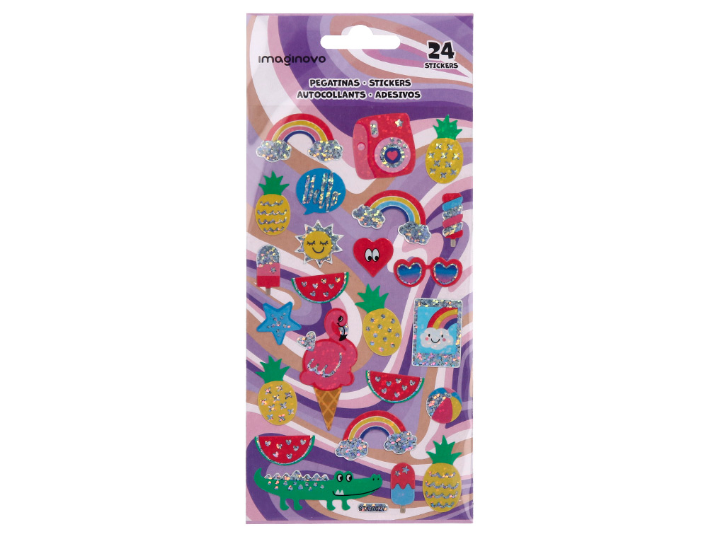 PEGATINAS IMAGINOVO DISEÑOS SURTIDOS VERANO CON BRILLO 214X100 MM EN BLISTER