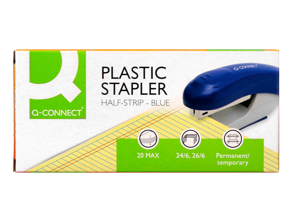 GRAPADORA Q-CONNECT KF14205 PLASTICO ABS AZUL CAPACIDAD 20 HOJAS