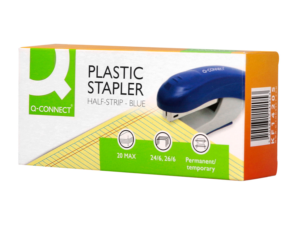 GRAPADORA Q-CONNECT KF14205 PLASTICO ABS AZUL CAPACIDAD 20 HOJAS
