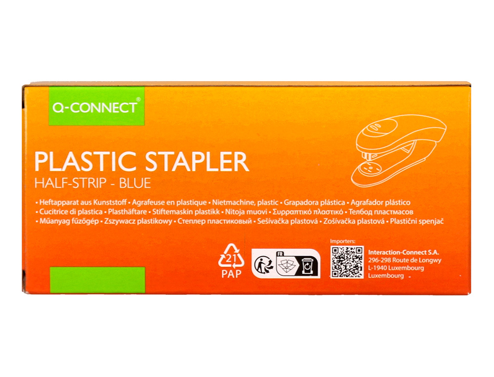 GRAPADORA Q-CONNECT KF14205 PLASTICO ABS AZUL CAPACIDAD 20 HOJAS