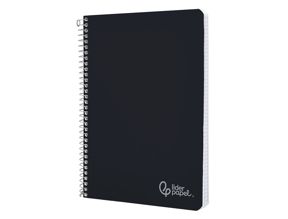 CUADERNO ESPIRAL LIDERPAPEL A5 WITTY TAPA DURA 80H 90GR CUADRO 4MM CON MARGEN COLOR NEGRO