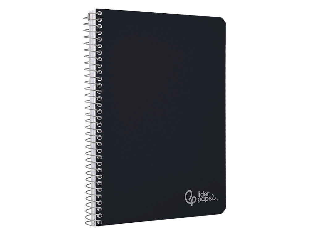 CUADERNO ESPIRAL LIDERPAPEL A5 WITTY TAPA DURA 80H 90GR CUADRO 4MM CON MARGEN COLOR NEGRO