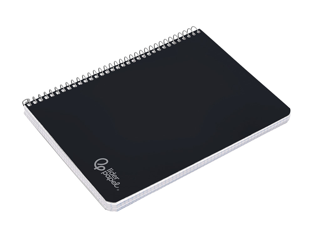 CUADERNO ESPIRAL LIDERPAPEL A5 WITTY TAPA DURA 80H 90GR CUADRO 4MM CON MARGEN COLOR NEGRO