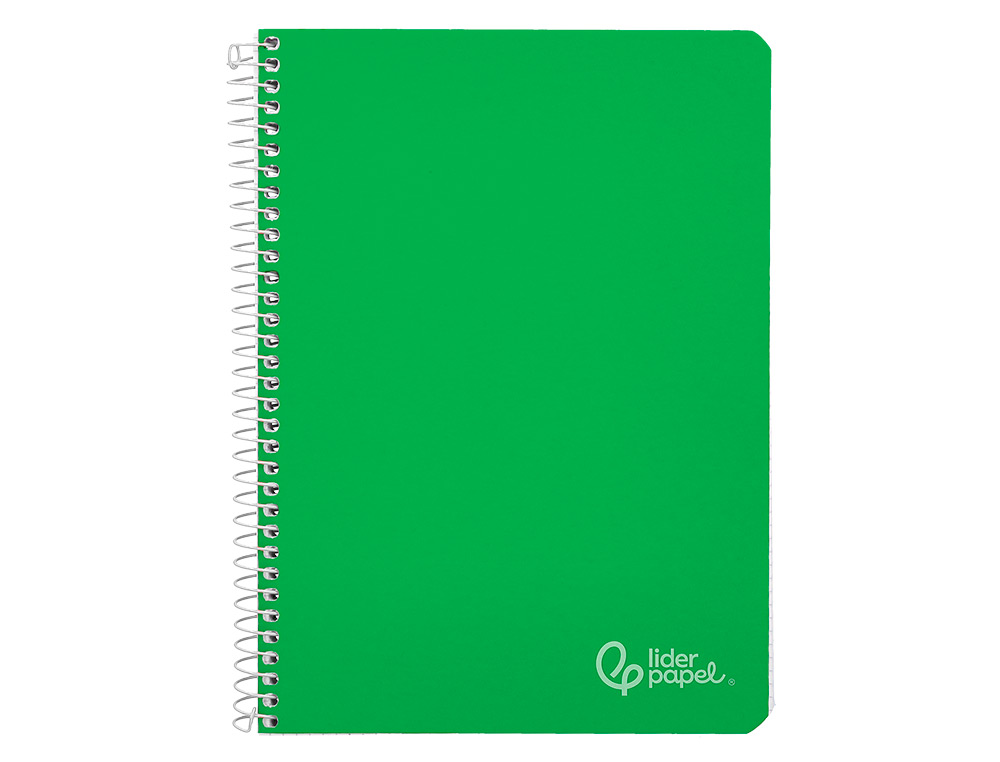 CUADERNO ESPIRAL LIDERPAPEL A5 WITTY TAPA DURA 80H 90GR CUADRO 4MM CON MARGEN COLOR VERDE