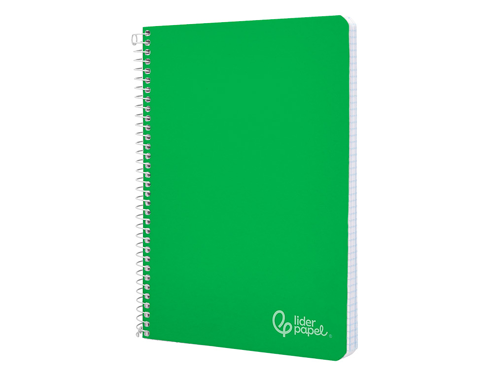 CUADERNO ESPIRAL LIDERPAPEL A5 WITTY TAPA DURA 80H 90GR CUADRO 4MM CON MARGEN COLOR VERDE