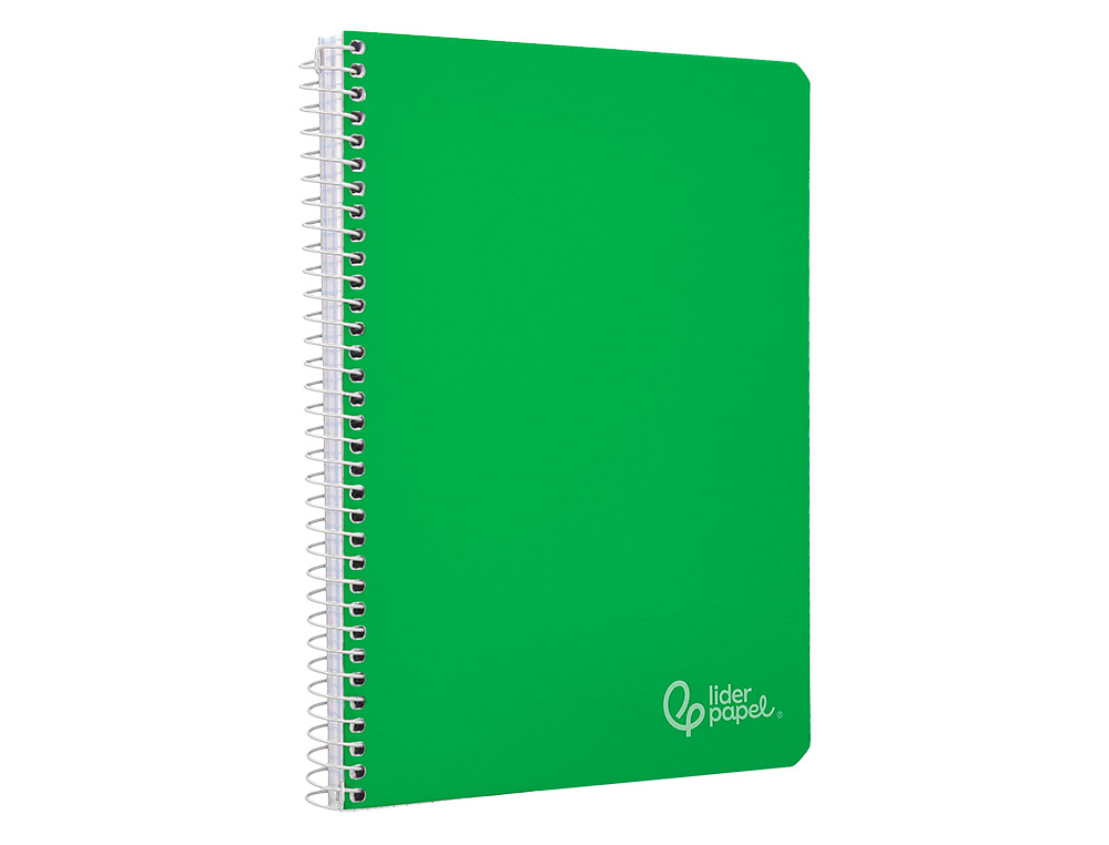 CUADERNO ESPIRAL LIDERPAPEL A5 WITTY TAPA DURA 80H 90GR CUADRO 4MM CON MARGEN COLOR VERDE