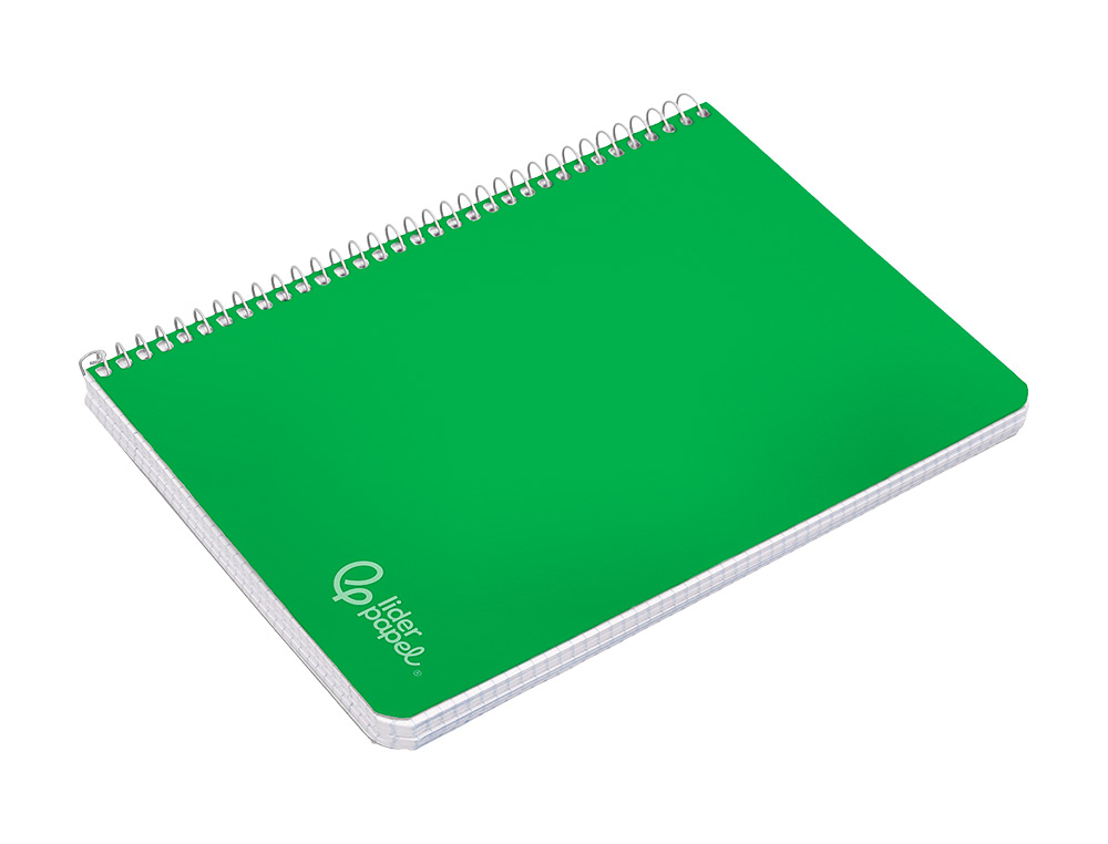 CUADERNO ESPIRAL LIDERPAPEL A5 WITTY TAPA DURA 80H 90GR CUADRO 4MM CON MARGEN COLOR VERDE
