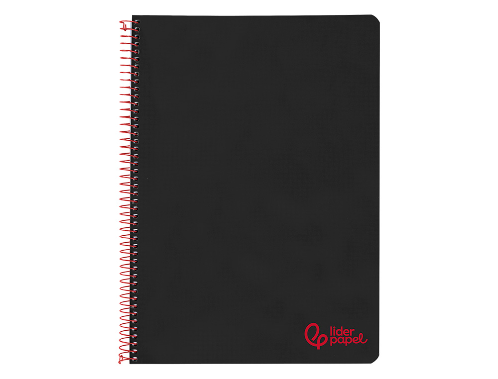 CUADERNO ESPIRAL LIDERPAPEL A4 WONDER TAPA PLASTICO 80H 90GR RAYADO HORIZONTAL CON MARGEN COLOR NEGRO
