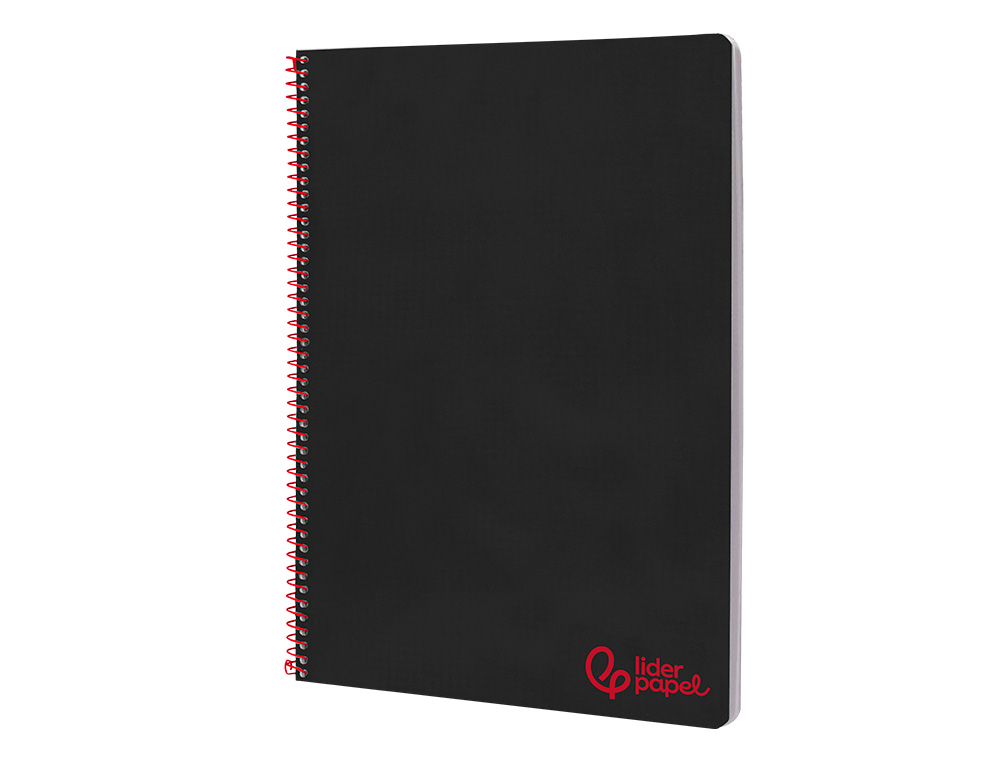 CUADERNO ESPIRAL LIDERPAPEL A4 WONDER TAPA PLASTICO 80H 90GR RAYADO HORIZONTAL CON MARGEN COLOR NEGRO