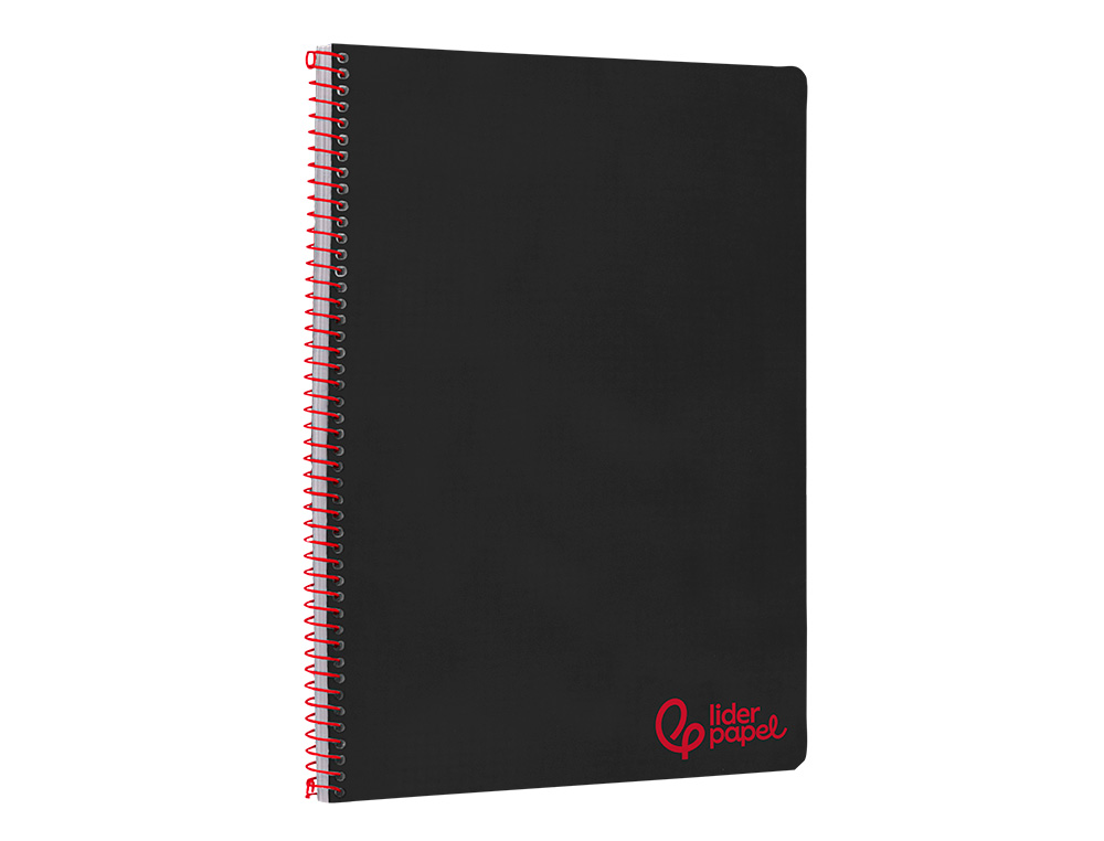 CUADERNO ESPIRAL LIDERPAPEL A4 WONDER TAPA PLASTICO 80H 90GR RAYADO HORIZONTAL CON MARGEN COLOR NEGRO