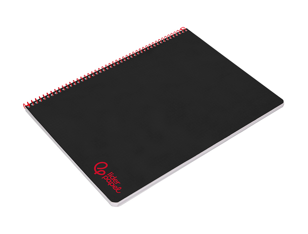 CUADERNO ESPIRAL LIDERPAPEL A4 WONDER TAPA PLASTICO 80H 90GR RAYADO HORIZONTAL CON MARGEN COLOR NEGRO