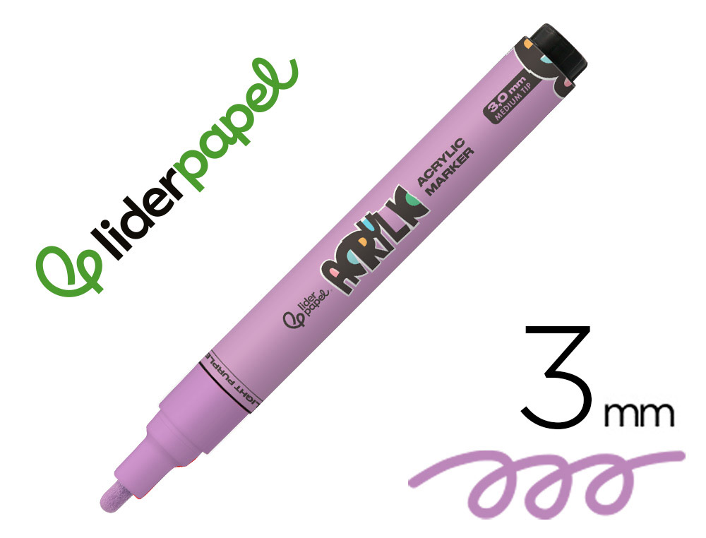 ROTULADOR LIDERPAPEL ACRYLIC BASE AGUA TODO TIPO DE SUPERFICIE PUNTA REDONDA 3 MM LILA