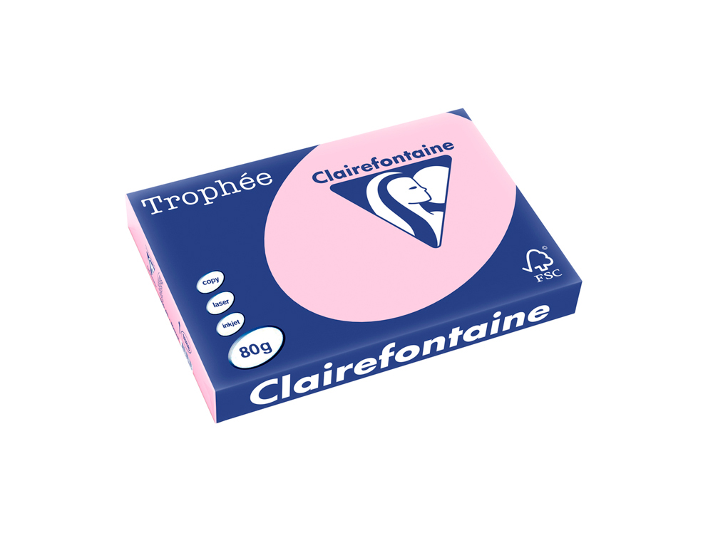 PAPEL COLOR TROPHEE A3 80GR ROSA PASTEL PAQUETE DE 500 HOJAS