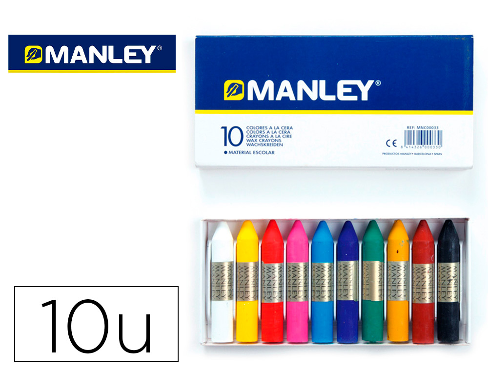 LAPICES CERA MANLEY CAJA DE 10 COLORES SURTIDOS