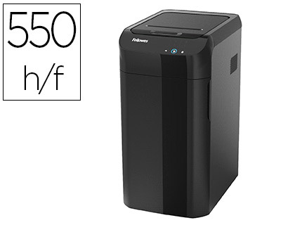 DESTRUCTORA DE DOCUMENTOS FELLOWES AUTOMAX 550C CAPACIDAD DE CORTE 550 HOJAS PARTICULAS DESTRUYE TARJETA CD