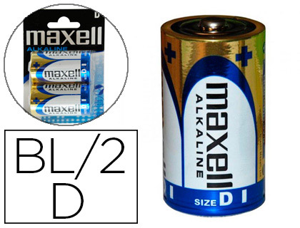 PILA MAXELL ALCALINA 1.5V TIPO D LR20 BLISTER DE 2 UNIDADES