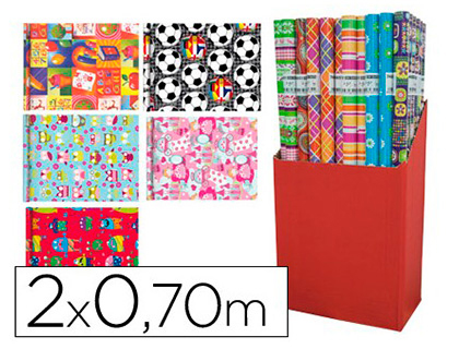 PAPEL DE REGALO INFANTIL ROLLO 2 X 0,70 MT 60 GR MODELOS SURTIDOS