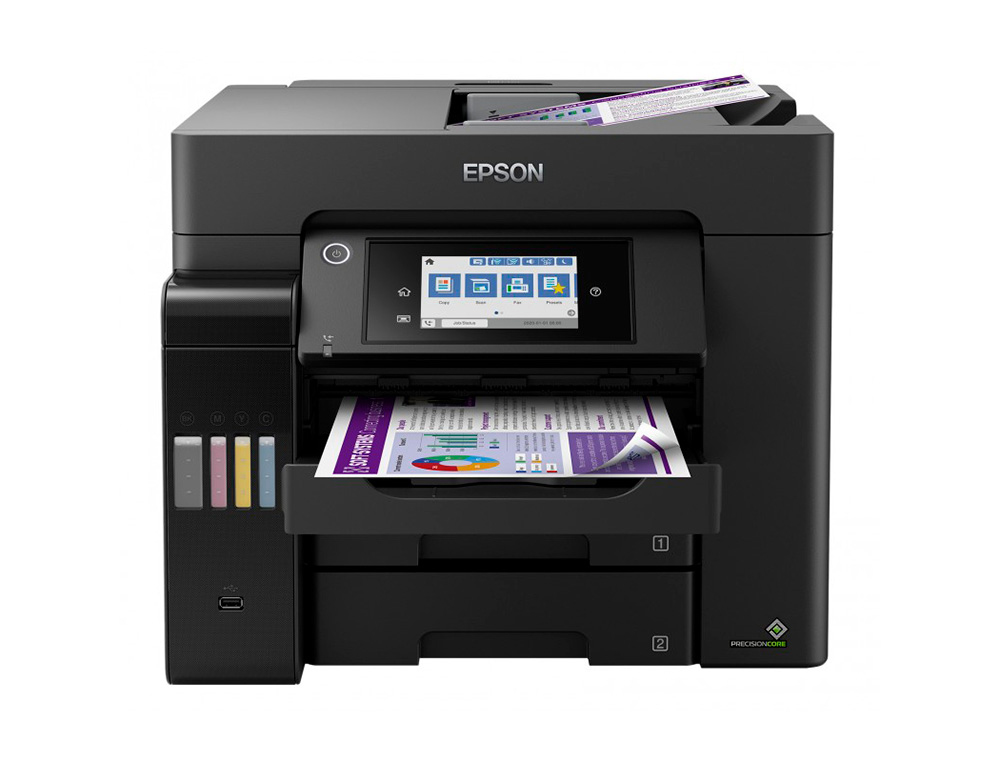 EQUIPO MULTIFUNCION EPSON ECOTANK ET-5850 TINTA 32 PPM 4800X2400 DPI IMPRESORA COPIADORA ESCANER FAX WIFI