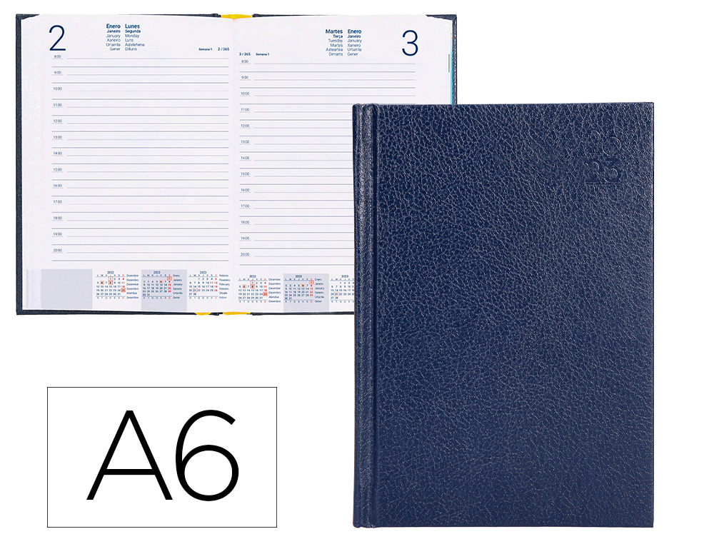 AGENDA ENCUADERNADA LIDERPAPEL CORFU A6 2023 DIA PAGINA COLOR AZUL PAPEL 60 GR