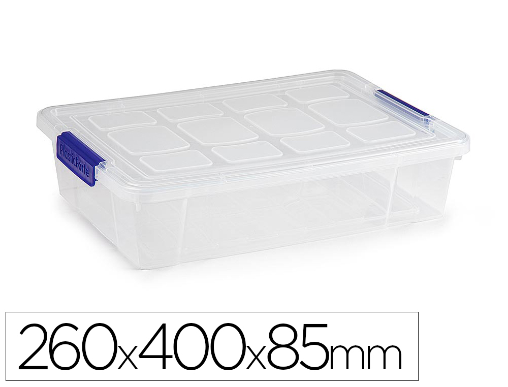 CONTENEDOR PLASTICO PLASTICFORTE 5 LITROS N 30 TRANSPARENTE CON TAPA 260X400X85 MM