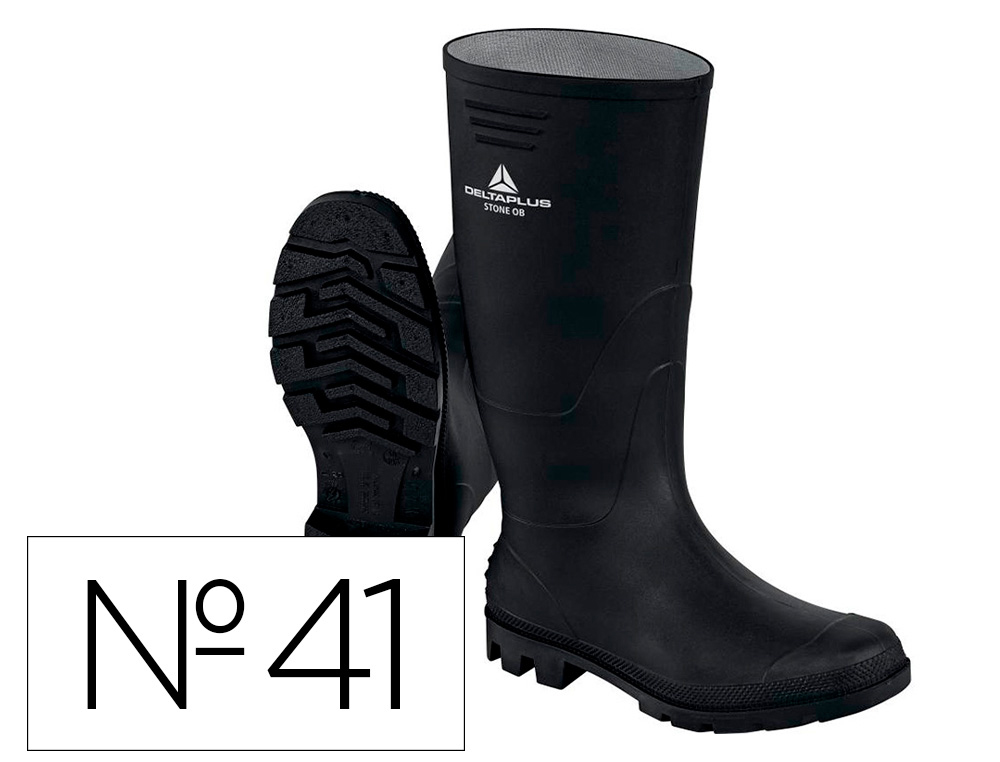 BOTAS DELTAPLUS DE SEGURIDAD STONE PVC NEGRO SUELA DE TACOS TALLA 41