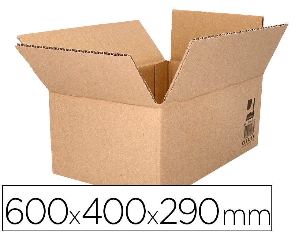 CAJA PARA EMBALAR Q-CONNECT AMERICANA ULTRARRESISTENTE CARTON RECICLADO CANAL DOBLE 7MM COLOR KRAFT 600X400X290 MM