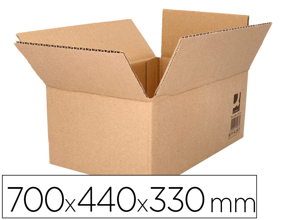 CAJA PARA EMBALAR Q-CONNECT AMERICANA ULTRARRESISTENTE CARTON RECICLADO CANAL DOBLE 7MM COLOR KRAFT 700X440X330 MM