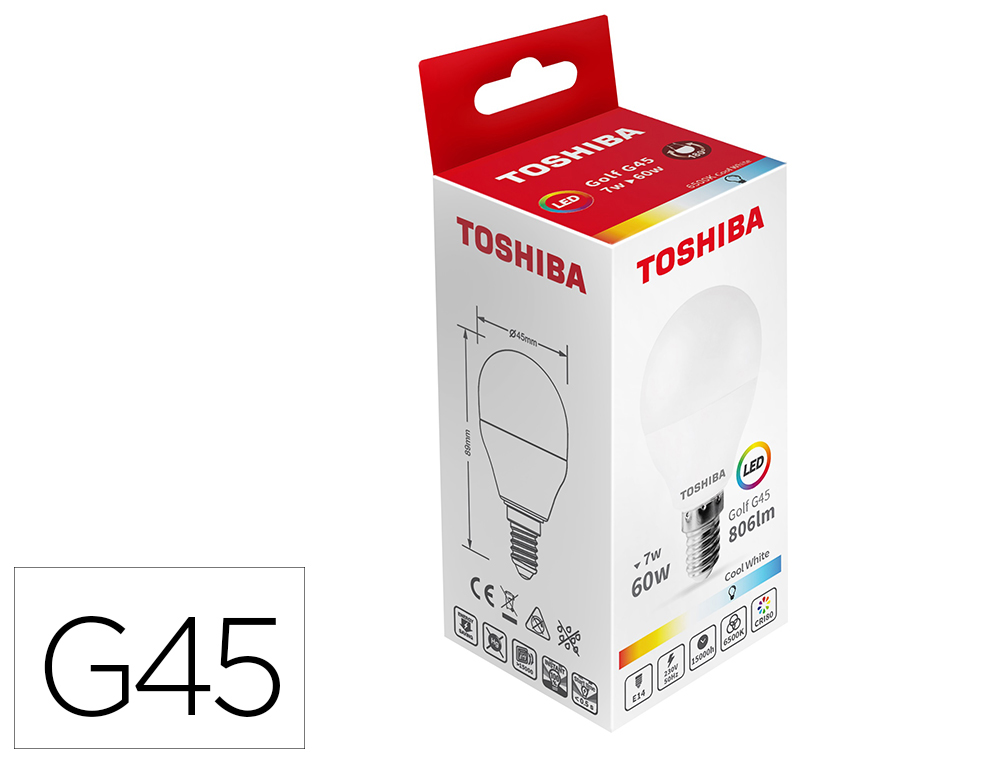 BOMBILLA LED TOSHIBA G45 E14 7W 6500K LUZ FRIA