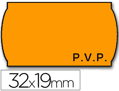 ETIQUETAS METO ONDULADAS 32X19 MM PVP ADH.2 FLUOR NARANJA ROLLO 1000 ETIQUETAS