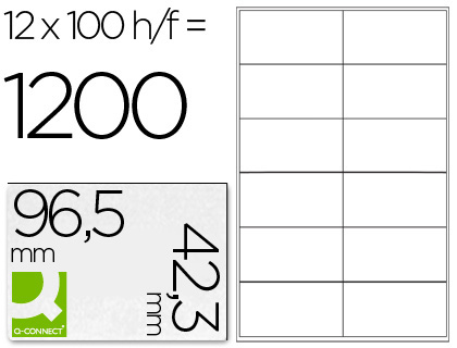 ETIQUETA ADHESIVA Q-CONNECT KF10652 TAMAO 96,5X42,3 MM FOTOCOPIADORA LASER INK-JET CAJA CON 100 HOJAS DIN A4