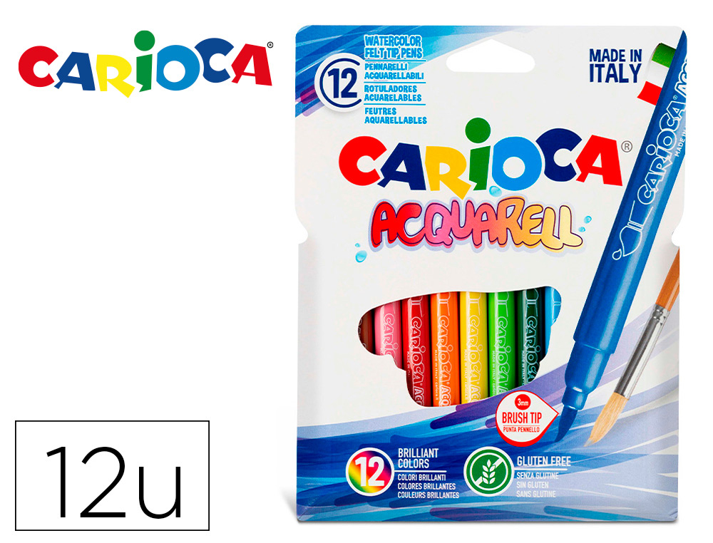 ROTULADOR CARIOCA AQUARELLE PUNTA DE PINCEL CAJA DE 12 COLORES SURTIDOS