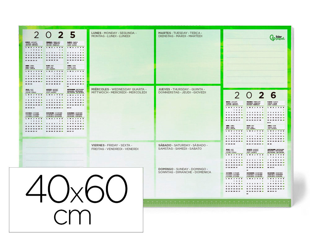 PLANNING SOBREMESA SEMANAL LIDERPAPEL 40X60 CM 80 GR 60 HOJAS 2026-2027