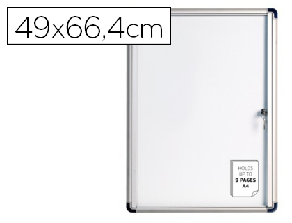 VITRINA DE ANUNCIOS BI-OFFICE FONDO MAGNETICO EXTRAPLANA DE INTERIOR 490X664 MM