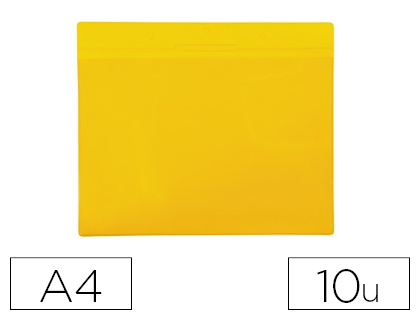 FUNDA TARIFOLD MAGNETICA DIN A4 HORIZONTAL IDENTIFICACION PALETS Y ESTANTERIAS AMARILLO PACK DE 10 UNIDADES