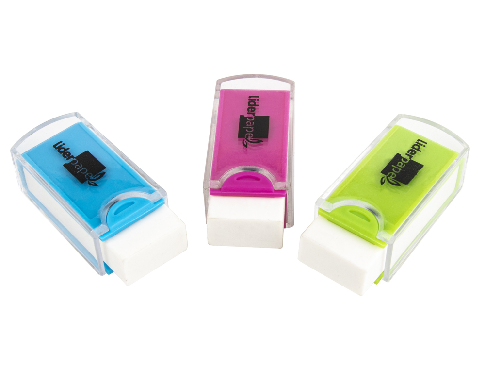 GOMA DE BORRAR LIDERPAPEL POCKET CON PROTECTOR PLASTICO